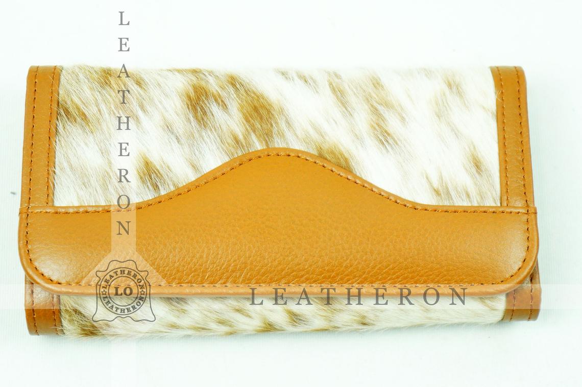 100% Natural Cowhide Clutch Wallet | Real Hair on Leather Clutch Purse | Genuine Cow Skin Leather Clutch Pouch