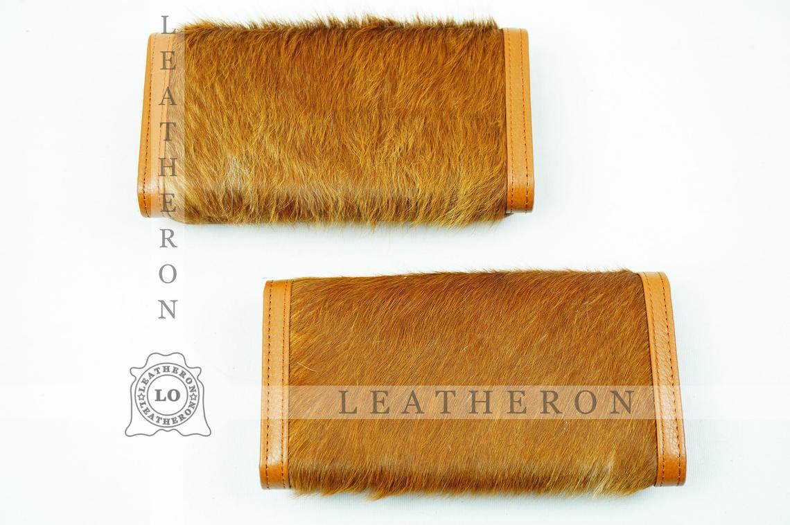 100% Natural Cowhide Clutch Wallet | Real Hair on Leather Clutch Purse | Genuine Cow Skin Leather Clutch Pouch