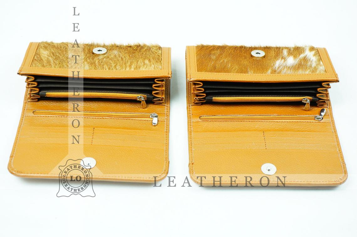 100% Natural Cowhide Clutch Wallet | Real Hair on Leather Clutch Purse | Genuine Cow Skin Leather Clutch Pouch