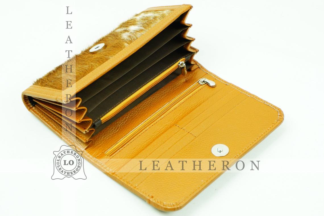 100% Natural Cowhide Clutch Wallet | Real Hair on Leather Clutch Purse | Genuine Cow Skin Leather Clutch Pouch