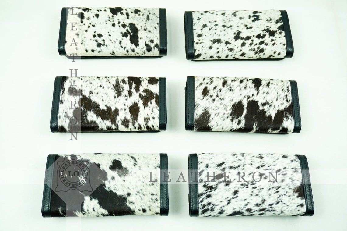 100% Natural Cowhide Clutch Wallet | Real Hair on Leather Clutch Purse | Genuine Cow Skin Leather Clutch Pouch