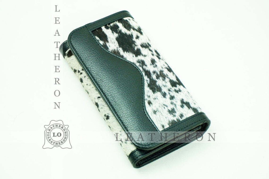 100% Natural Cowhide Clutch Wallet | Real Hair on Leather Clutch Purse | Genuine Cow Skin Leather Clutch Pouch
