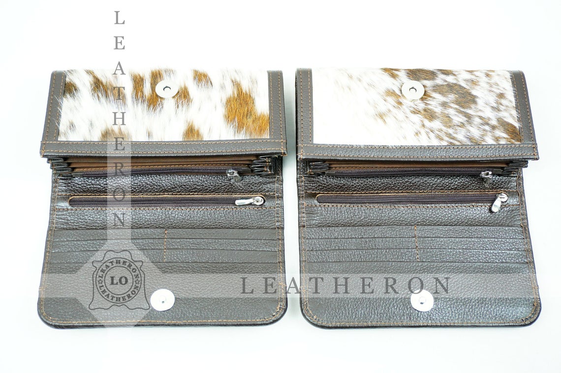 100% Natural Cowhide Clutch Wallet | Real Hair on Leather Clutch Purse | Genuine Cow Skin Leather Clutch Pouch