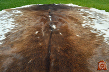 Load image into Gallery viewer, Large ( 6 X 5.2 ft ), UNIQUE Brown White Cowhide Hair-on Leather Area Rug C164 - EXACT As PHOTO
