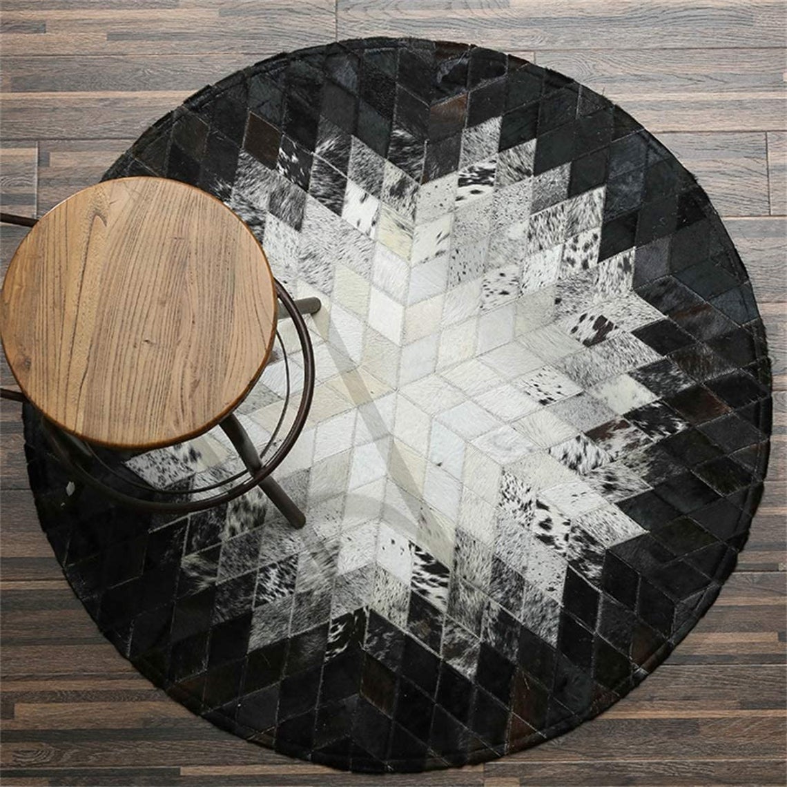 HANDMADE 100% Natural Patchwork Cowhide Area Rug | Hair on Leather Cowhide Carpet | PR124