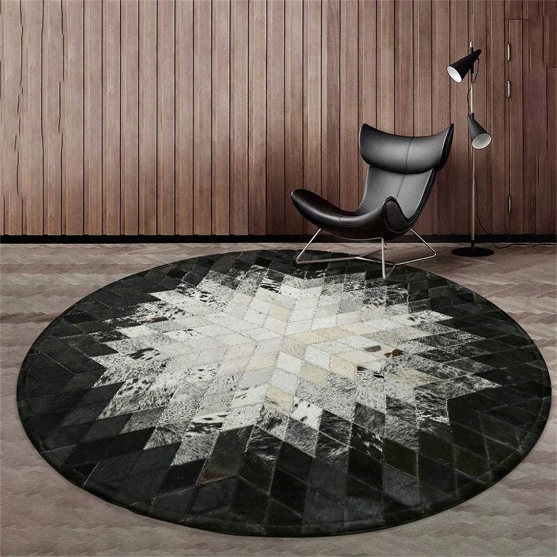 HANDMADE 100% Natural Patchwork Cowhide Area Rug | Hair on Leather Cowhide Carpet | PR124
