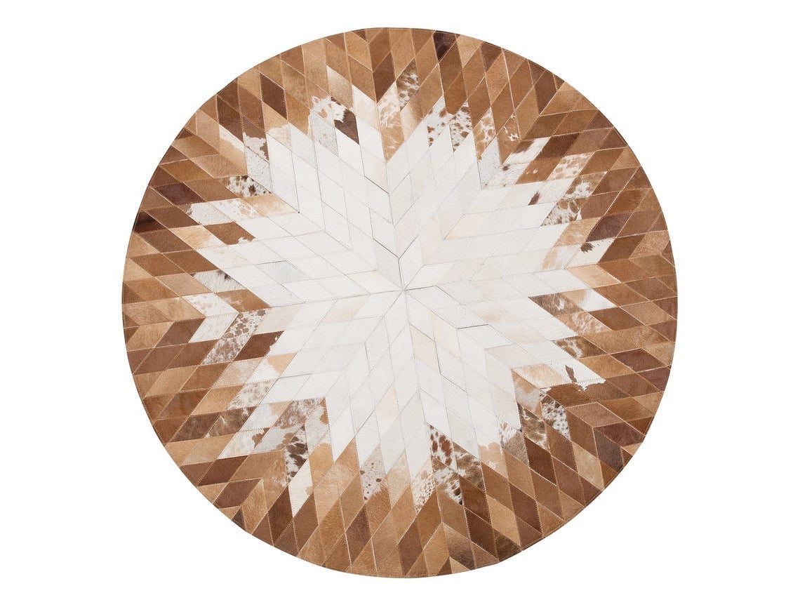 HANDMADE 100% Natural Patchwork Cowhide Area Rug | Hair on Leather Cowhide Carpet | PR124
