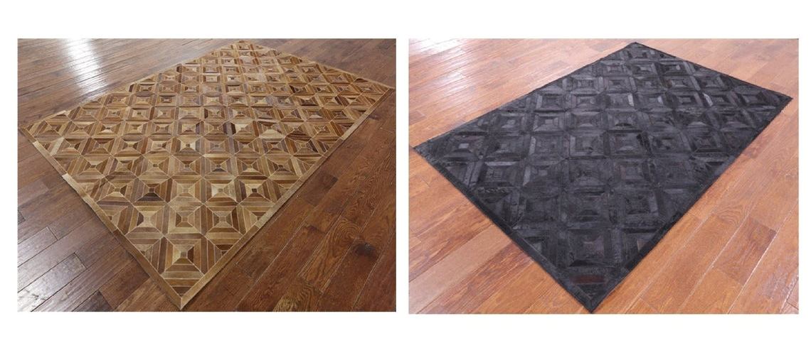 HANDMADE 100% Natural COWHIDE RUG | Patchwork Cowhide Area Rug | Real Cowhide Hallway Runner | Hair on Leather Cowhide Carpet | PR53