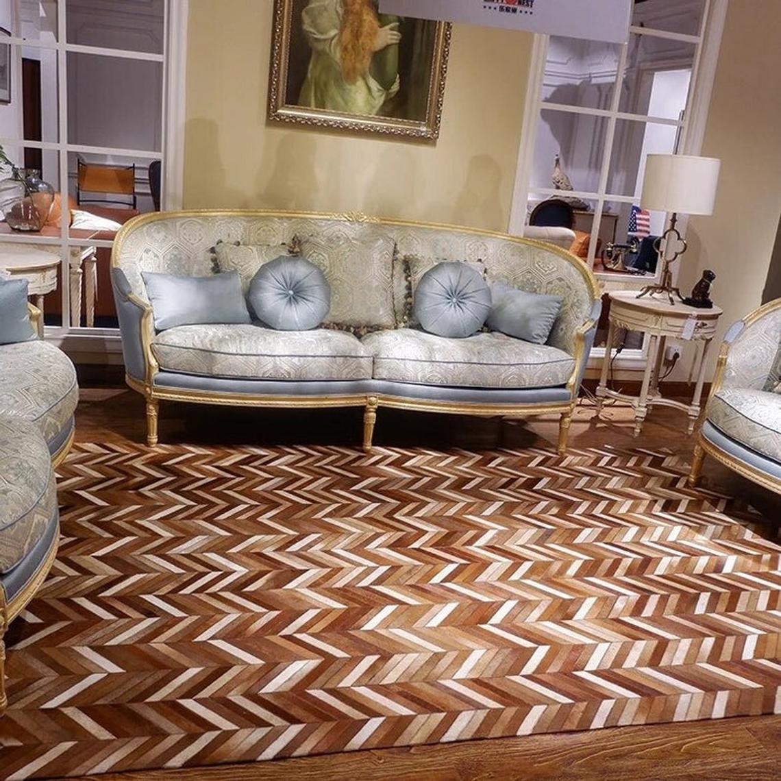 HANDMADE 100% Natural COWHIDE RUG | Patchwork Cowhide Area Rug | Real Cowhide Hallway Runner | Hair on Leather Cowhide Carpet | PR19