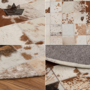 HANDMADE 100% Natural COWHIDE PATCHWORK AREA RUG | Hair on Leather Carpet | PR97