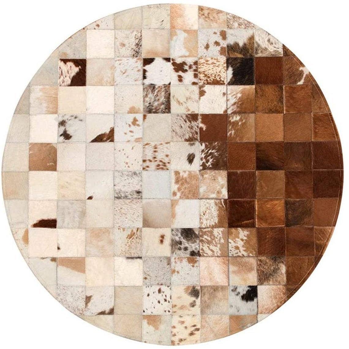 HANDMADE 100% Natural COWHIDE PATCHWORK AREA RUG | Hair on Leather Carpet | PR97