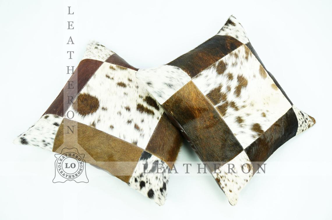 Natural Cowhide Pillow Covers Hair on Leather Pillow Cases Real Cow Skin Cushion Covers | PLW 210