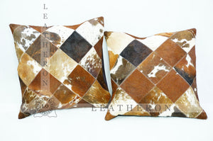 Natural Cowhide Pillow Covers Hair on Leather Pillow Cases Real Cow Skin Cushion Covers | PLW 211