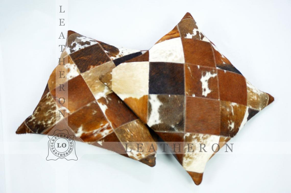 Natural Cowhide Pillow Covers Hair on Leather Pillow Cases Real Cow Skin Cushion Covers | PLW 211