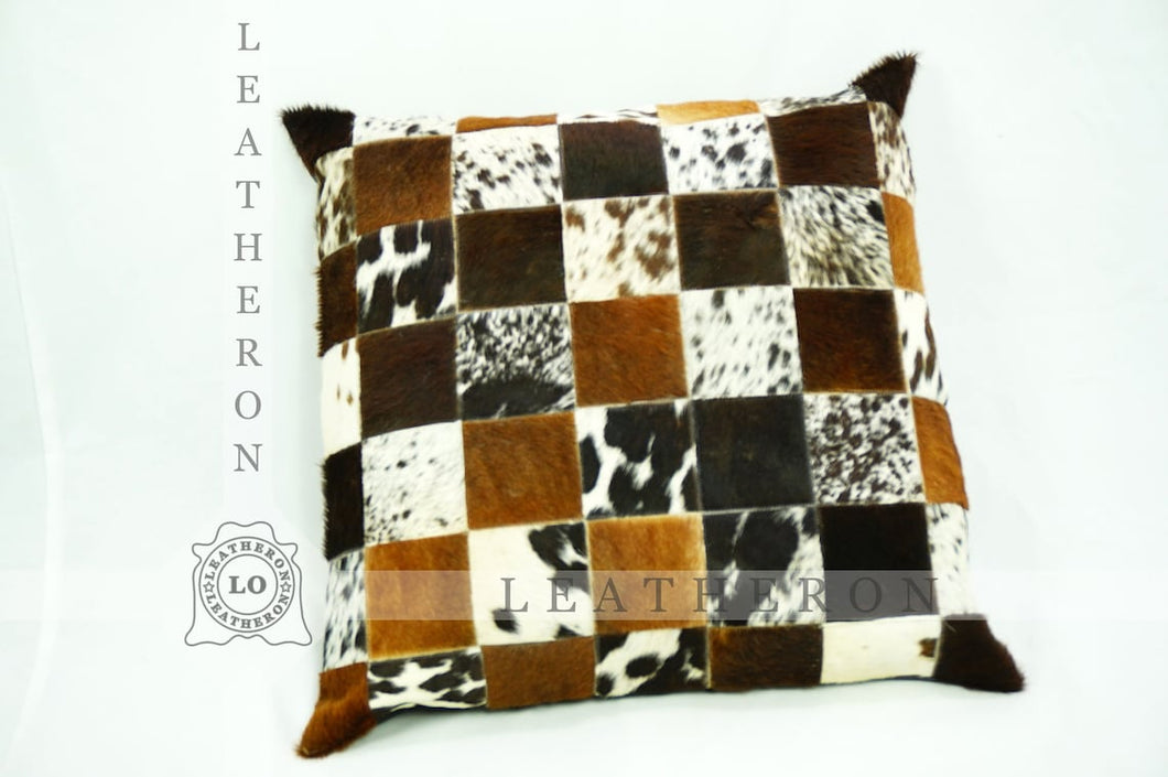 Genuine Cowhide Pillow Covers Natural Hair on Leather Cushion Covers Real Cowhide Pillow Cases Original Cow Skin Cushion Cases | PLW 206