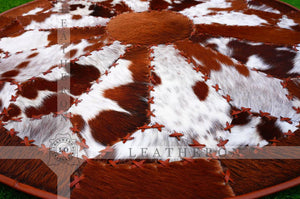 Exact As Picture (4 X 4 ft.) HANDMADE 100% Natural COWHIDE RUG | Patchwork Cowhide Area Rug | Hair on Leather Cowhide Carpet | PR118