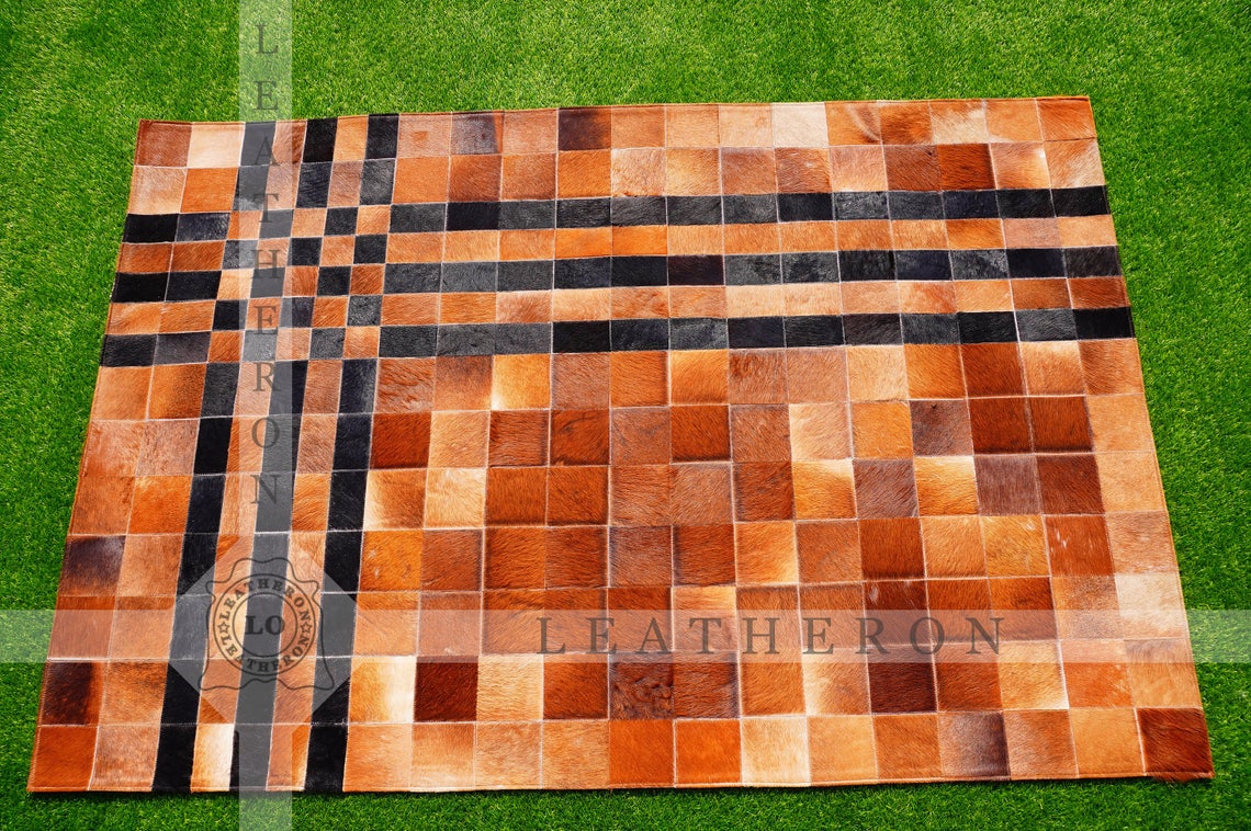 Exact As Picture (6 X 4 ft.) HANDMADE 100% Natural COWHIDE RUG | Patchwork Cowhide Area Rug | PR67