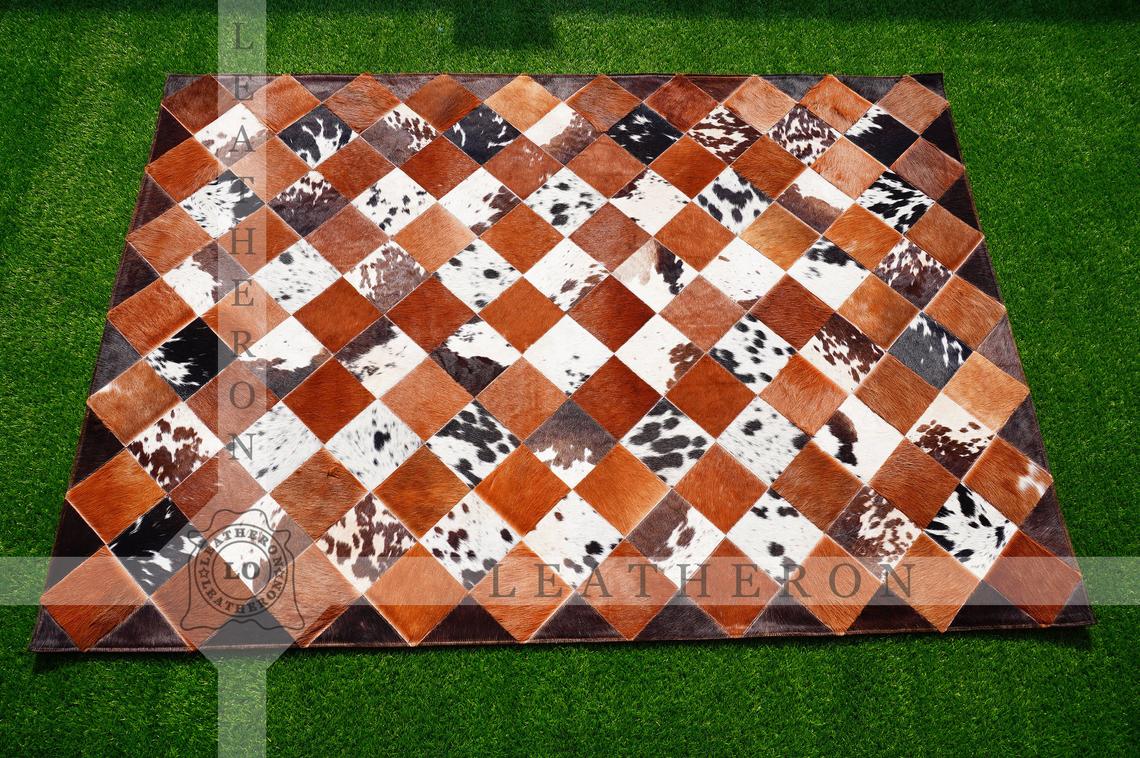 Exact As Picture (6 X 4 ft.) HANDMADE 100% Natural COWHIDE RUG | Patchwork Cowhide Area Rug | PR64