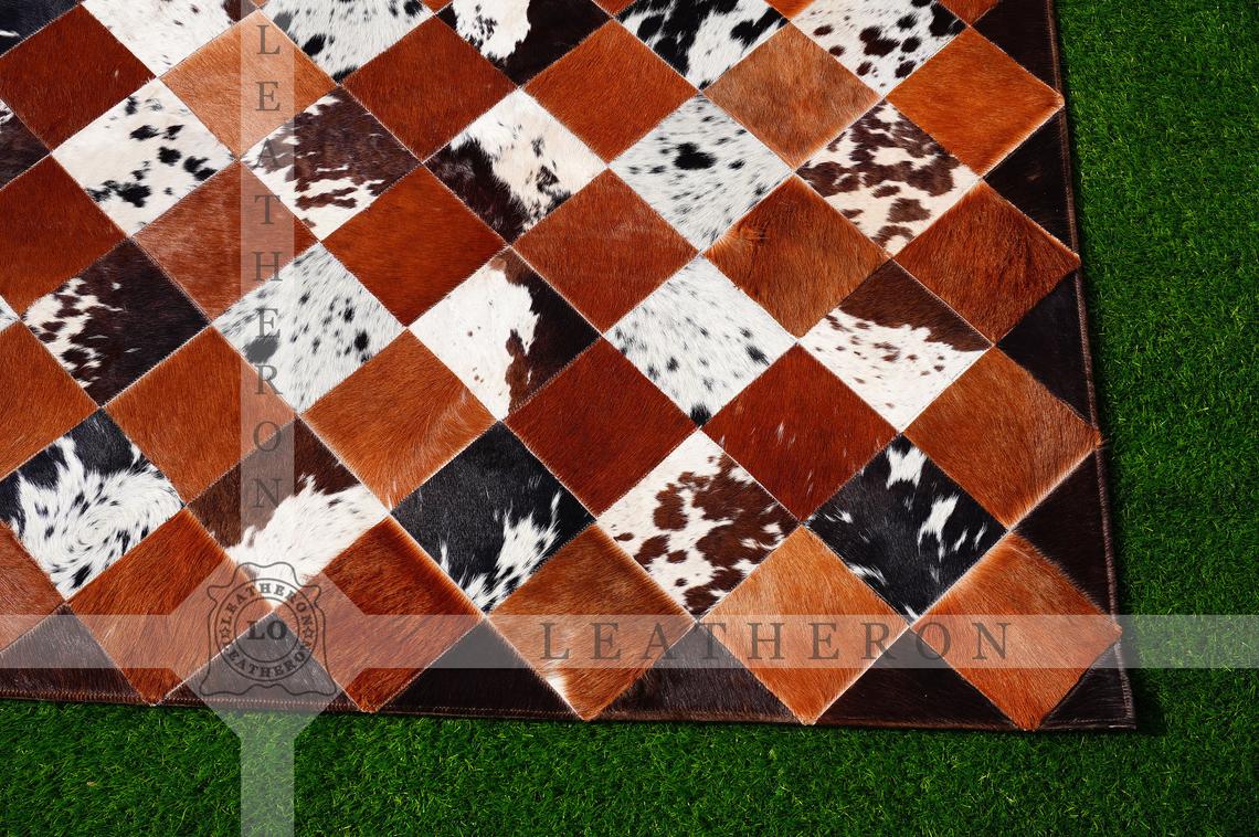 Exact As Picture (6 X 4 ft.) HANDMADE 100% Natural COWHIDE RUG | Patchwork Cowhide Area Rug | PR64