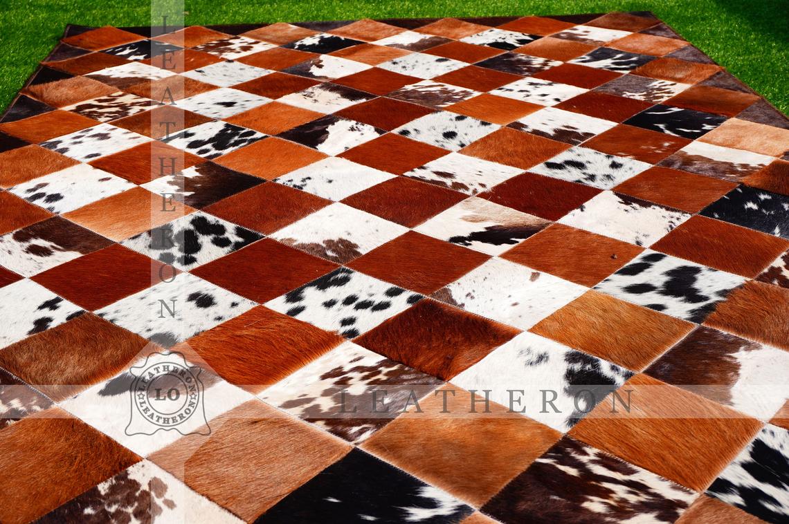 Exact As Picture (6 X 4 ft.) HANDMADE 100% Natural COWHIDE RUG | Patchwork Cowhide Area Rug | PR64