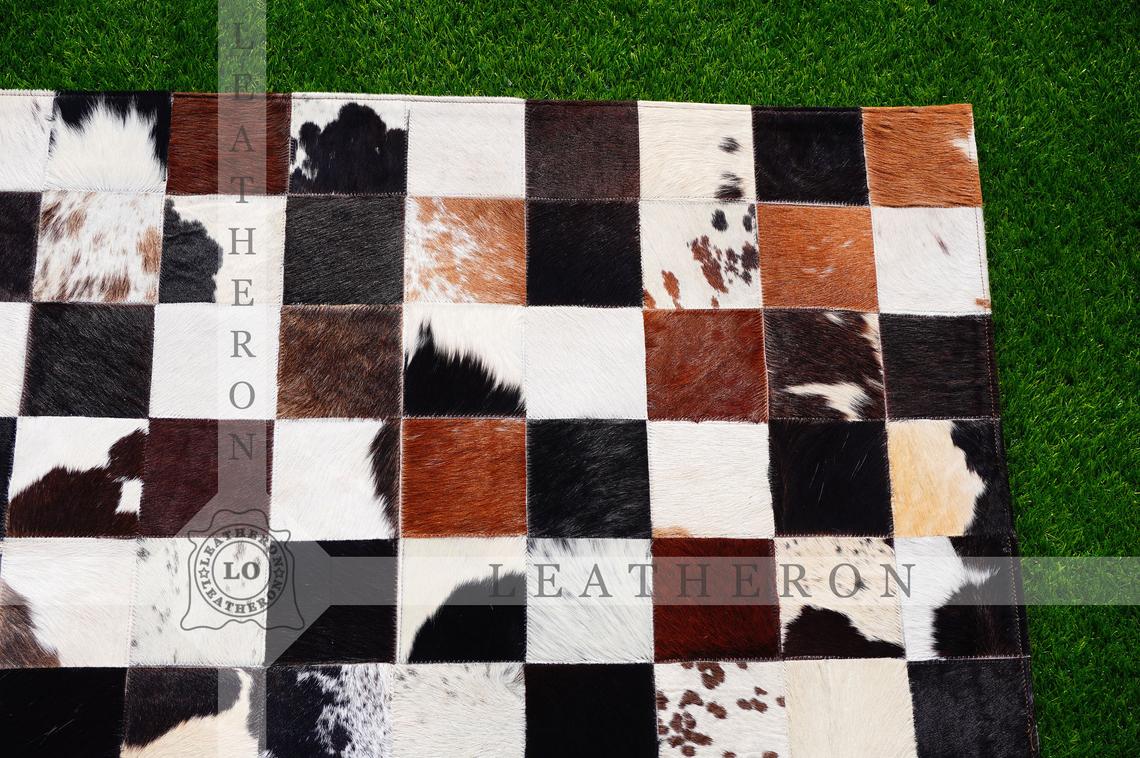 Exact As Picture (6 X 4 ft.) HANDMADE 100% Natural COWHIDE RUG | Patchwork Cowhide Area Rug | PR65
