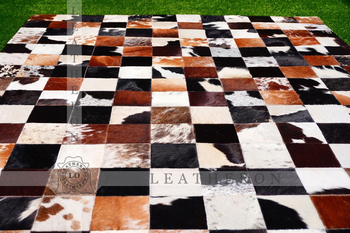 Exact As Picture (6 X 4 ft.) HANDMADE 100% Natural COWHIDE RUG | Patchwork Cowhide Area Rug | PR65
