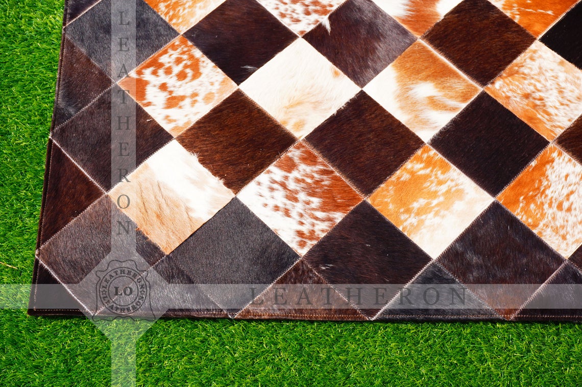 Exact As Picture (6 X 4 ft.) HANDMADE 100% Natural COWHIDE RUG | Patchwork Cowhide Area Rug | PR62