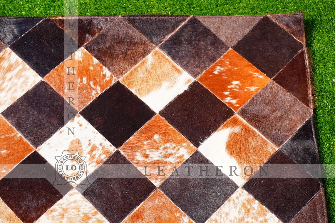 Exact As Picture (6 X 4 ft.) HANDMADE 100% Natural COWHIDE RUG | Patchwork Cowhide Area Rug | PR62