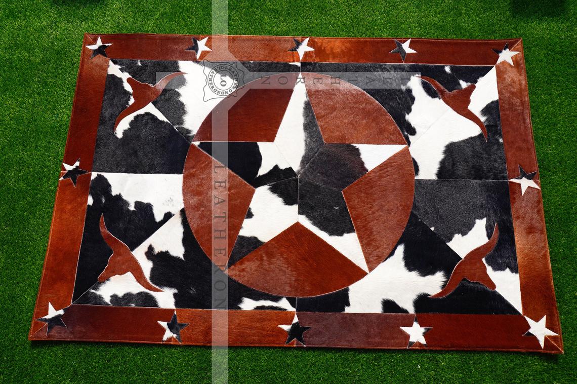 Exact As Picture (6 X 4 ft.) HANDMADE 100% Natural COWHIDE RUG | Patchwork Cowhide Area Rug | PR63