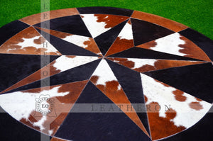 Exact As Picture (4 X 4 ft.) HANDMADE 100% Natural COWHIDE RUG | Patchwork Cowhide Area Rug | Hair on Leather Cowhide Carpet | PR121