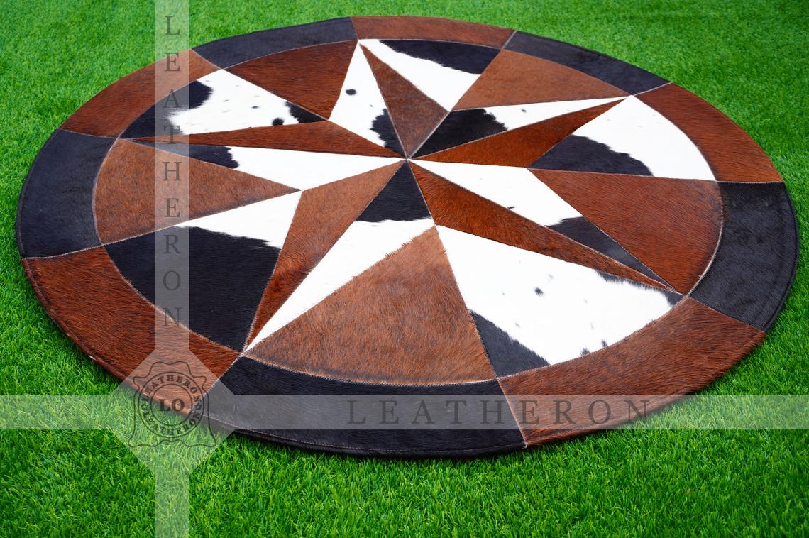 Exact As Picture (4 X 4 ft.) HANDMADE 100% Natural COWHIDE RUG | Patchwork Cowhide Area Rug | Hair on Leather Cowhide Carpet | PR122