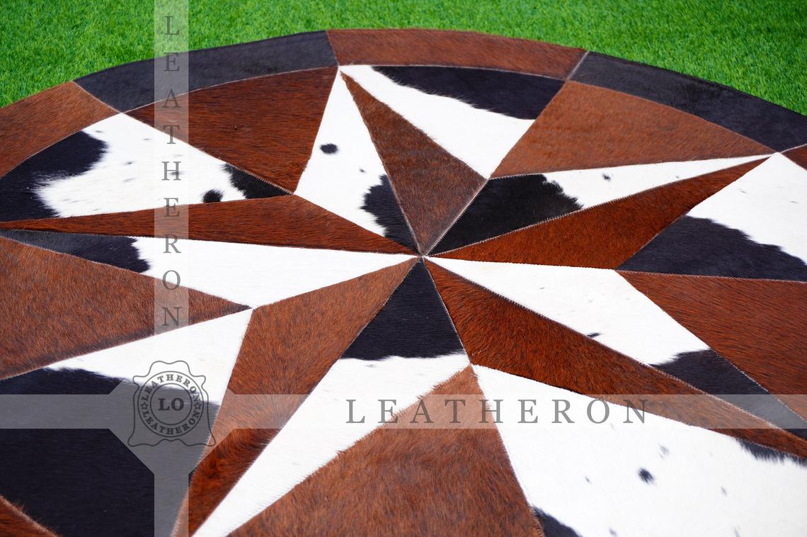 Exact As Picture (4 X 4 ft.) HANDMADE 100% Natural COWHIDE RUG | Patchwork Cowhide Area Rug | Hair on Leather Cowhide Carpet | PR122