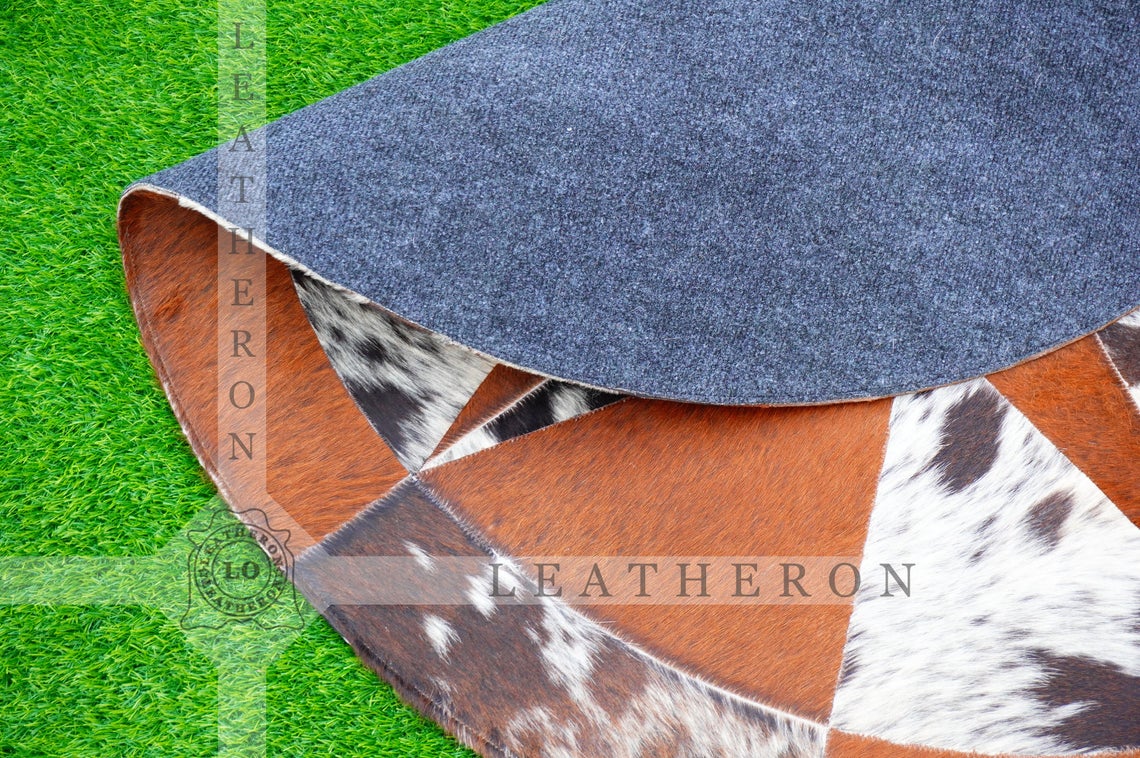 Exact As Picture (4 X 4 ft.) HANDMADE 100% Natural COWHIDE RUG | Patchwork Cowhide Area Rug | Hair on Leather Cowhide Carpet | PR123