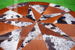 Exact As Picture (4 X 4 ft.) HANDMADE 100% Natural COWHIDE RUG | Patchwork Cowhide Area Rug | Hair on Leather Cowhide Carpet | PR123