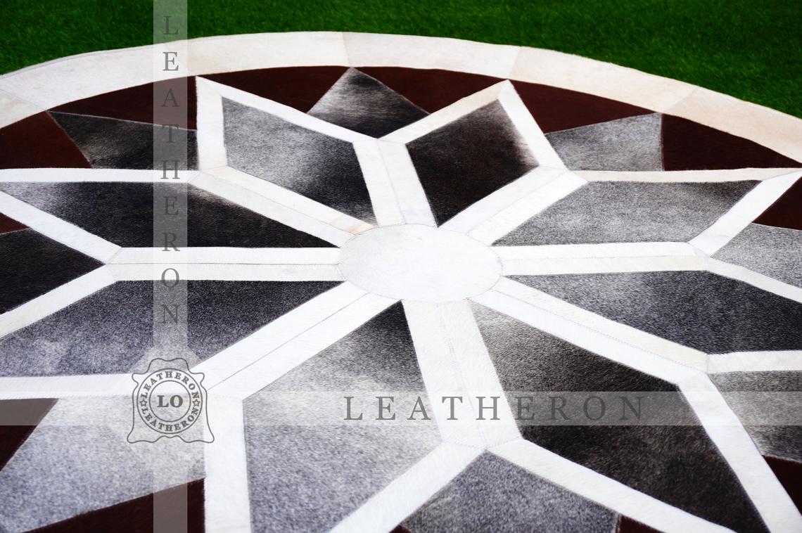 HANDMADE 100% Natural COWHIDE PATCHWORK AREA RUG | Hair on Leather Cowhide Carpet | PR116