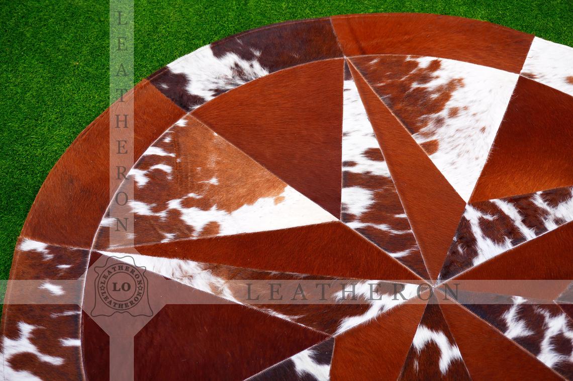 Exact As Picture ( 5 X 5 ft.) HANDMADE 100% Natural COWHIDE RUG | Patchwork Cowhide Area Rug | Hair on Leather Cowhide Carpet | PR114