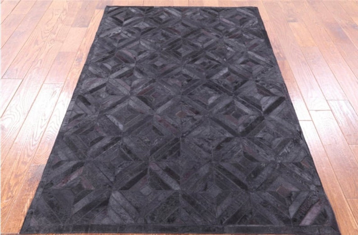 HANDMADE 100% Natural COWHIDE RUG | Patchwork Cowhide Area Rug | Real Cowhide Hallway Runner | Hair on Leather Cowhide Carpet | PR53