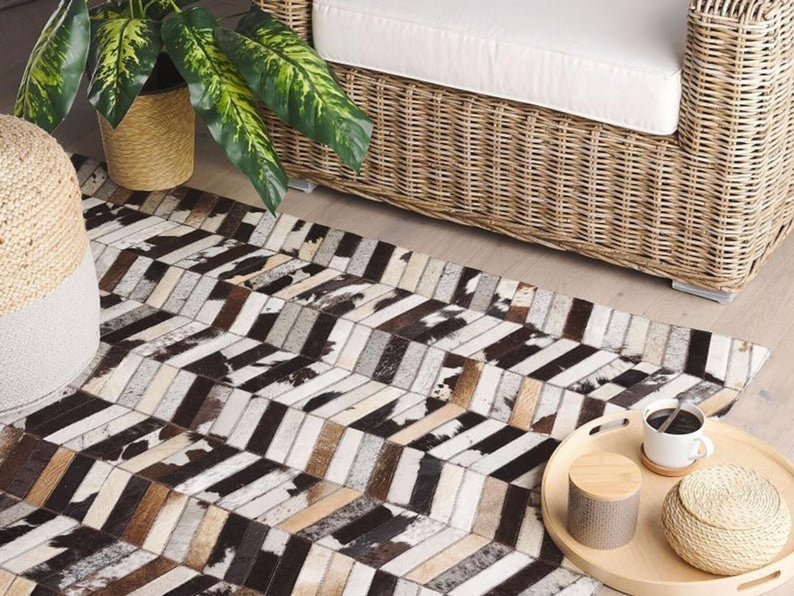 HANDMADE 100% Natural COWHIDE RUG | Patchwork Cowhide Area Rug | Real Cowhide Hallway Runner | Hair on Leather Cowhide Carpet | PR19