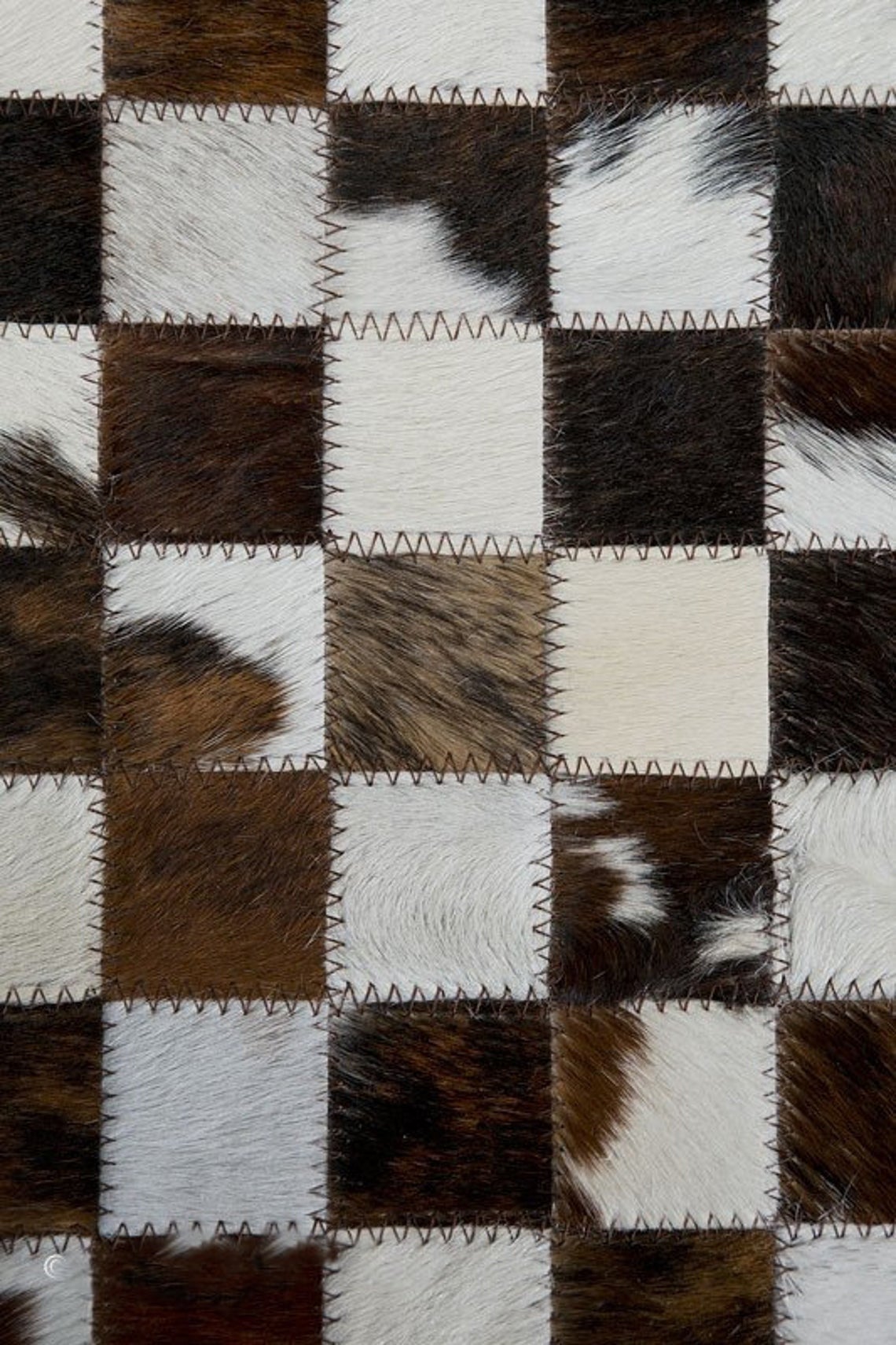 HANDMADE 100% Natural Patchwork Cowhide Area Rug | Hair on Leather Cowhide Carpet | PR83