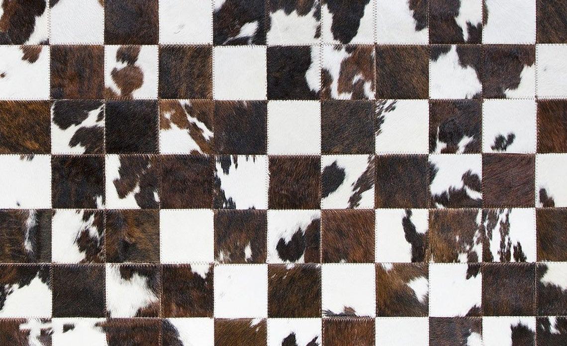 HANDMADE 100% Natural Patchwork Cowhide Area Rug | Hair on Leather Cowhide Carpet | PR83