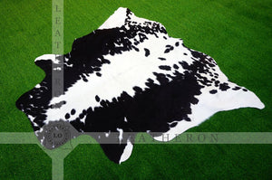 LARGE ( 6 X 5.4 ft ), Black White COWHIDE RUG | 100% Natural Cowhide Area Rug | Real Hair-on Leather Cow Hide Rug | C426 - Exact As Photo