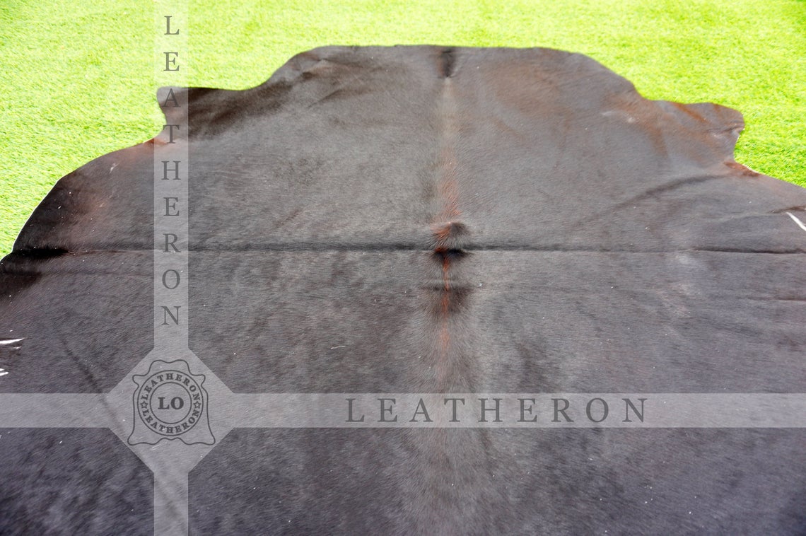 EXACT As Photo ( 5 X 5 ft ), Pure Black COWHIDE RUG | 100% Natural Cowhide Area Rug | Genuine Hair-on Leather Cow Hide Rug | C392