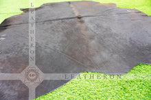 Charger l&#39;image dans la visionneuse de la galerie, EXACT As Photo ( 5 X 5 ft ), Pure Black COWHIDE RUG | 100% Natural Cowhide Area Rug | Genuine Hair-on Leather Cow Hide Rug | C392
