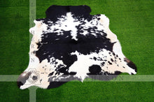 Load image into Gallery viewer, Exact As Photo (4.3 x 4.7 ft ), Black White COWHIDE RUG | 100% Natural Cowhide Area Rug | Genuine Hair-on Leather Cow Hide Rug | C445
