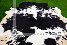 Load image into Gallery viewer, Exact As Photo (4.3 x 4.7 ft ), Black White COWHIDE RUG | 100% Natural Cowhide Area Rug | Genuine Hair-on Leather Cow Hide Rug | C445
