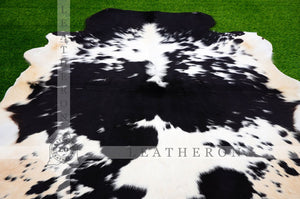 Exact As Photo (4.3 x 4.7 ft ), Black White COWHIDE RUG | 100% Natural Cowhide Area Rug | Genuine Hair-on Leather Cow Hide Rug | C445