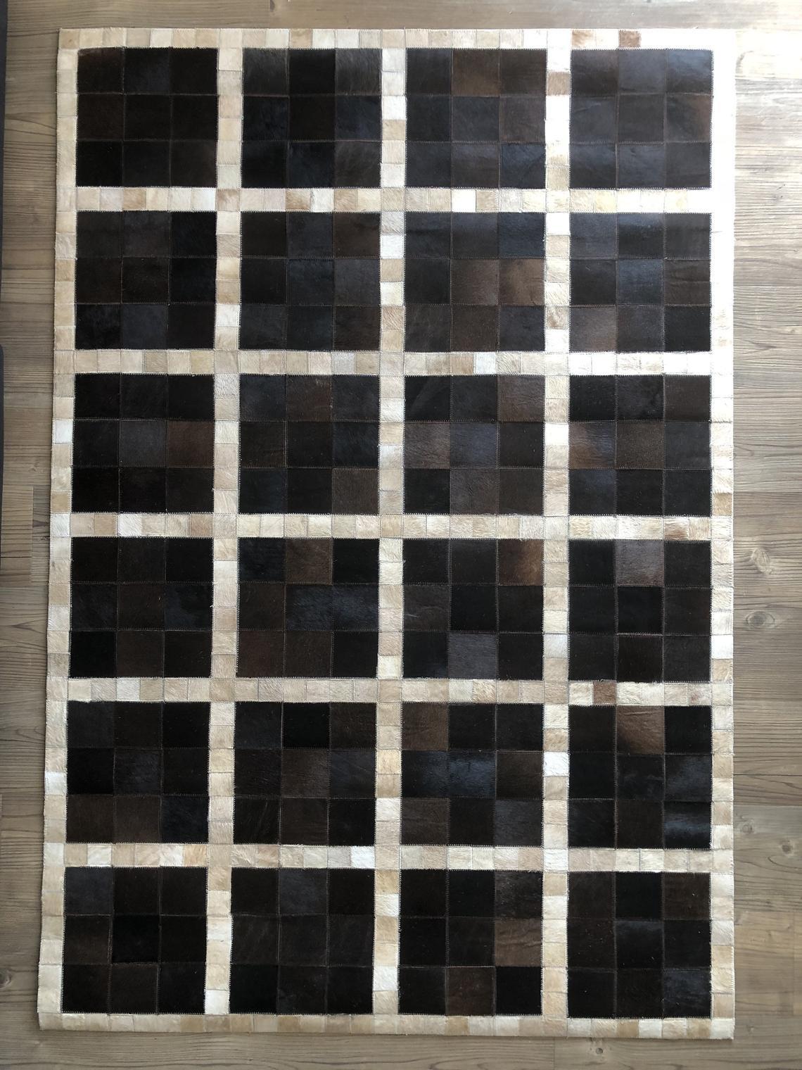 HANDMADE 100% Natural COWHIDE RUG | Patchwork Cowhide Area Rug | Real Cowhide Hallway Runner | Hair on Leather Cowhide Carpet | PR56