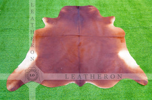 Large ( 5.4 X 6 ft.) EXACT As Photo, Brown COWHIDE RUG | 100% Natural Cowhide Area Rug | Real Hair-on Leather Cowhide Rug | C390