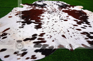 Large ( 5.6 X 5.8 ft.) EXACT As Photo, Tricolor COWHIDE RUG | 100% Natural Cowhide Area Rug | Real Hair-on Leather Cowhide Rug | C385