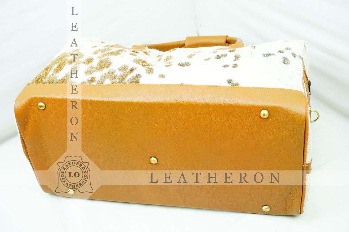 Natural COWHIDE Duffel Bag Hair On Leather TRAVEL Bag Real Cow hide Luggage Bag Original Cow Skin Duffel Bag | DB42